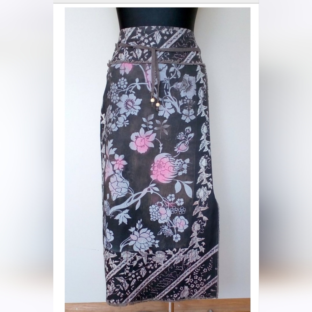 Vintange Handmade Fransa Boho Floral Raw Hems Skirt 39UK